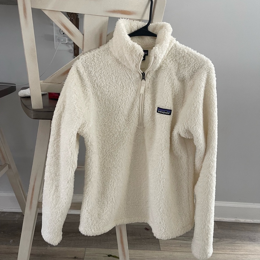 Fuzzy White North Face Quarter Zip Fleece